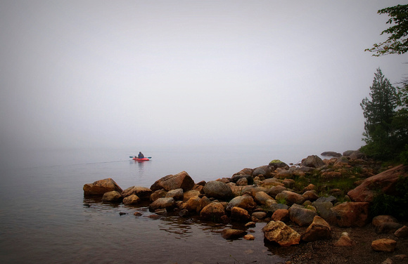 Kayaker in the Fog, Jordan Pond, Acadia NP